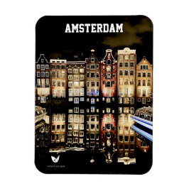 Amsterdam på natten - kylmagnet magnet