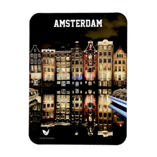 Amsterdam på natten - kylmagnet magnet