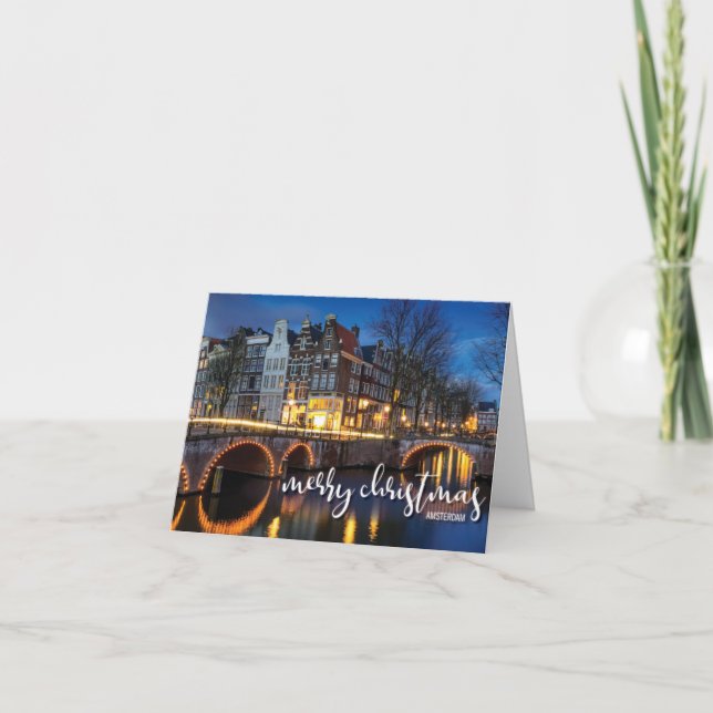 Amsterdam på skymningen, god jul kort (Framsida)