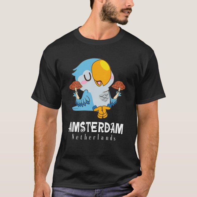 Amsterdam Parakeet Mushroom Holland The Netherland T Shirt (Framsida)