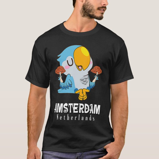 Amsterdam Parakeet Mushroom Holland The Netherland T Shirt (Framsida)