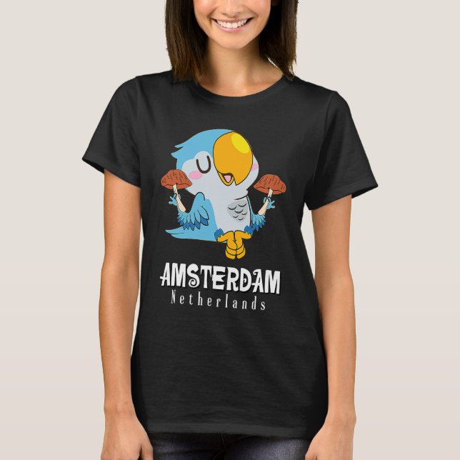 Amsterdam Parakeet Mushroom Holland The Netherland T Shirt (Framsida)