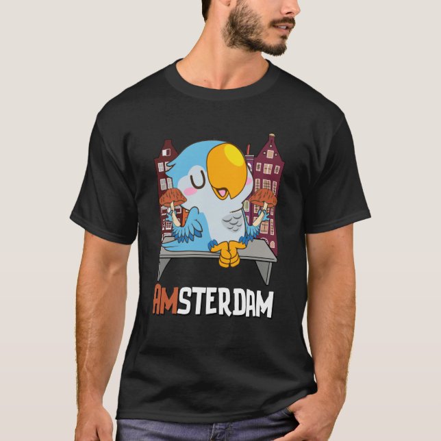 Amsterdam Parakeet Mushroom Holland The Netherland T Shirt (Framsida)