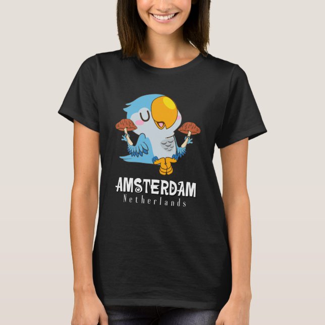 Amsterdam Parakeet Mushroom Holland The Netherland T Shirt (Framsida)