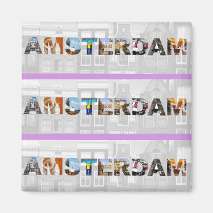 Amsterdam reser nederländska kanalhem foto magnet