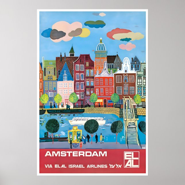 Amsterdam Resoraffisch Nederländerna Konst Elal Poster (Framsidan)