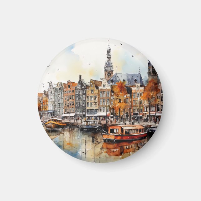 Amsterdam, retcherad utskrift magnet (Framsidan)