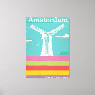 Amsterdam retro vintage resemålning affisch canvastryck