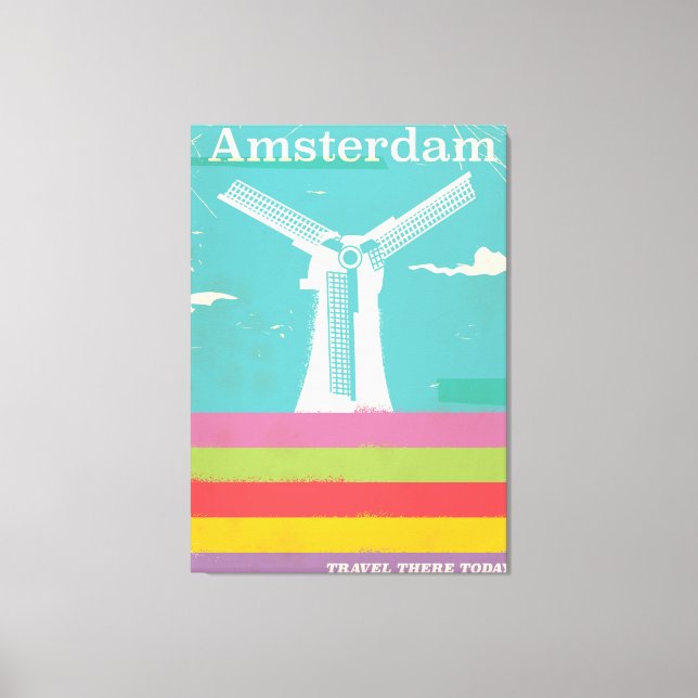 Amsterdam retro vintage resemålning affisch canvastryck (Framsida)