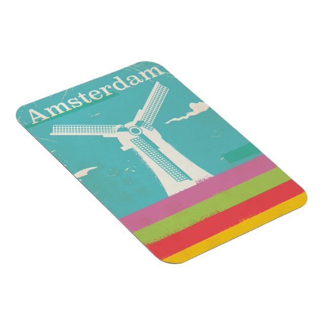 Amsterdam retro vintage resor poster magnet (Högersidan)