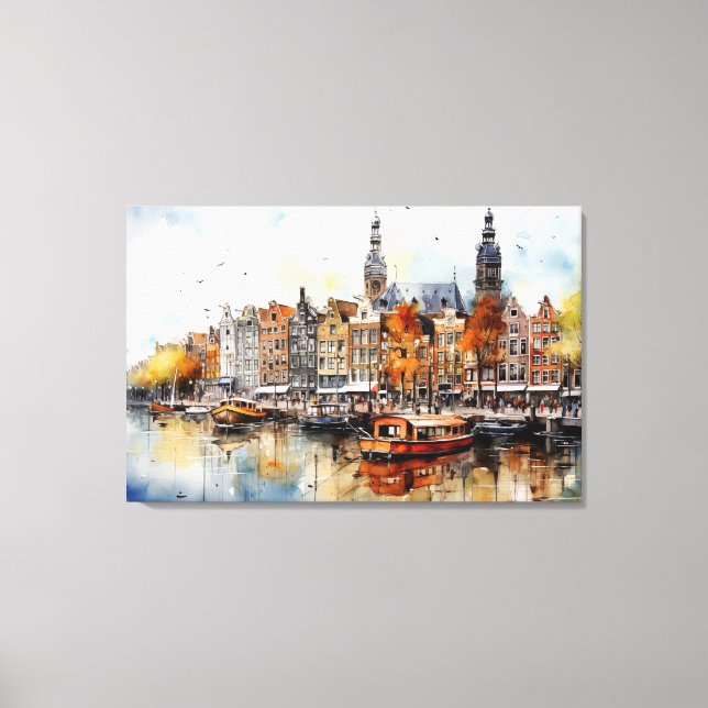 Amsterdam, retuscherat Kanvastryck (Framsida)