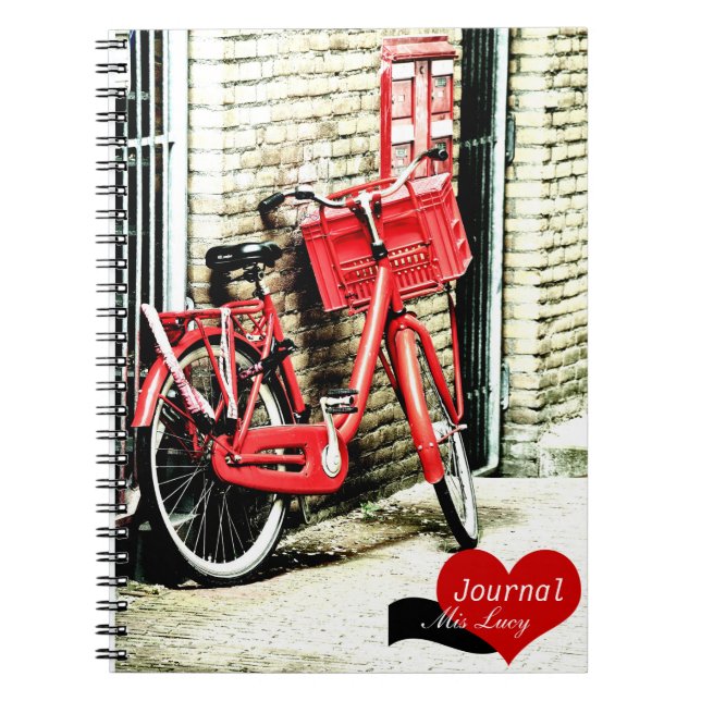 Amsterdam, röd cykel (bärbar dator) anteckningsbok (Framsidan)