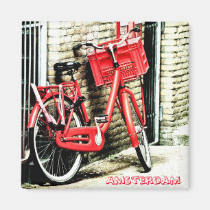 Amsterdam - röd cykel, Holland (kylmagneten) Magnet