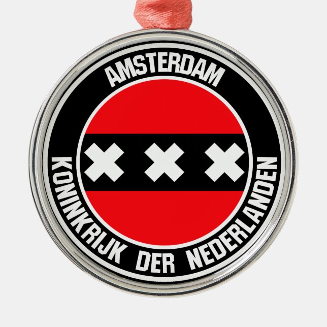 Amsterdam Round Emblem Julgransprydnad Metall (Framsidan)