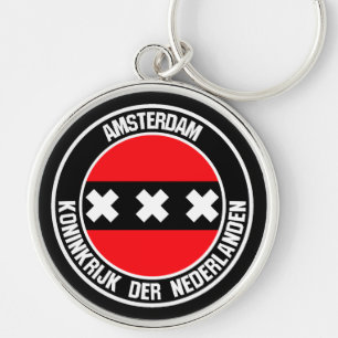 Amsterdam Round Emblem Rund Silverfärgad Nyckelring