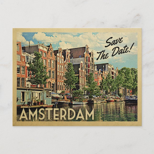 Amsterdam Save Date Netherlands Holland Meddelande Vykort (Framsida)