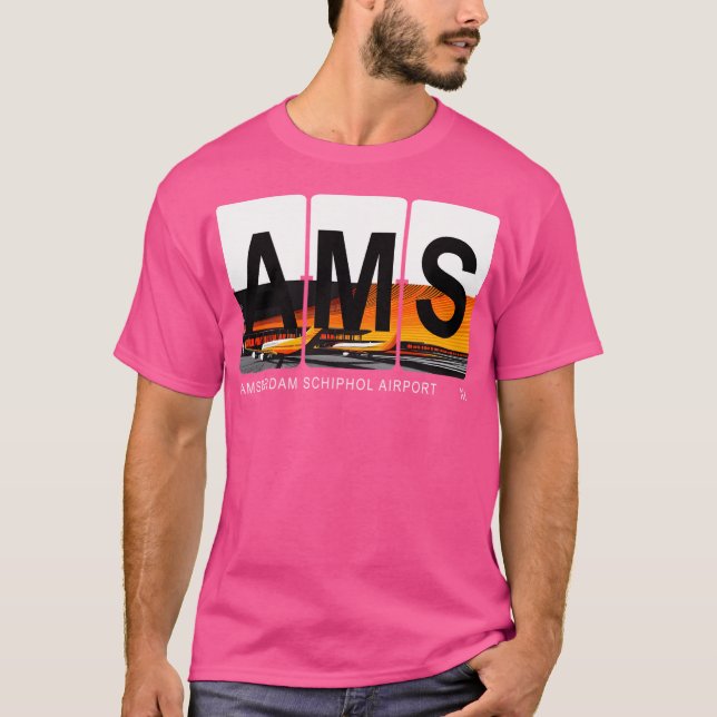 Amsterdam Schiphol Airport Netherlands Ams Iata-Co T Shirt (Framsida)