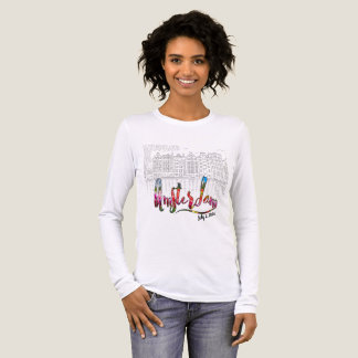 Amsterdam Siluett med Blommig Typologi T Shirt