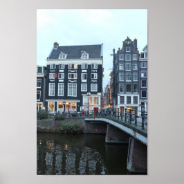 Amsterdam Singel Canal Evening Photo Poster