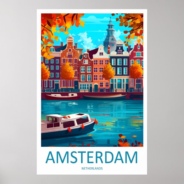 Amsterdam skidresa nationalpark affisch vintage (Framsidan)