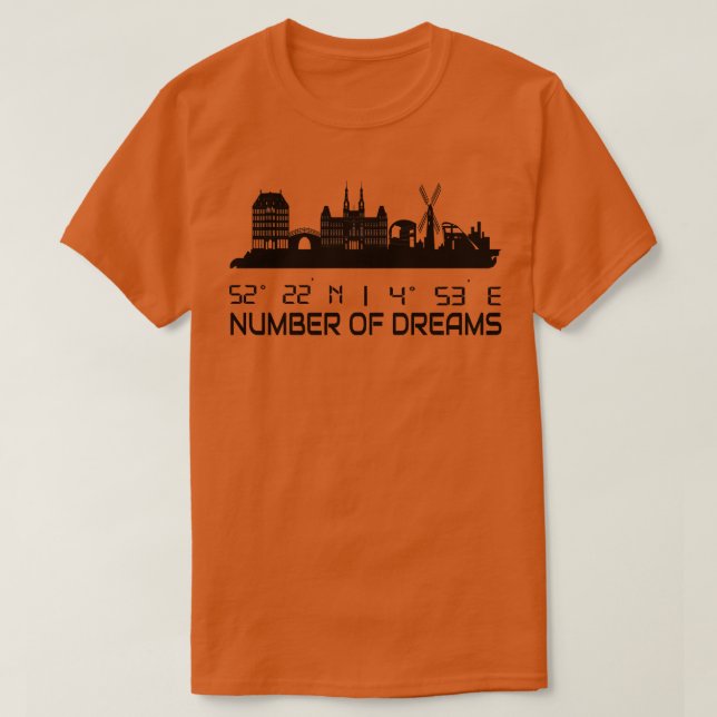 Amsterdam Skyline GPS Coordinates City Dream City T Shirt (Design framsida)