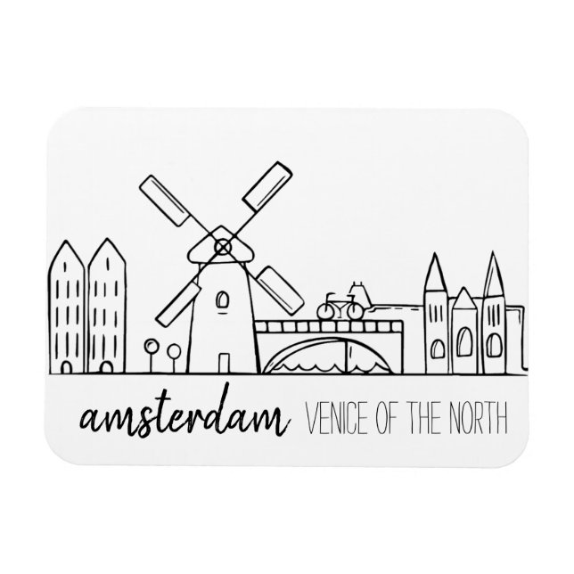Amsterdam Skyline Magnet (Horisontell)