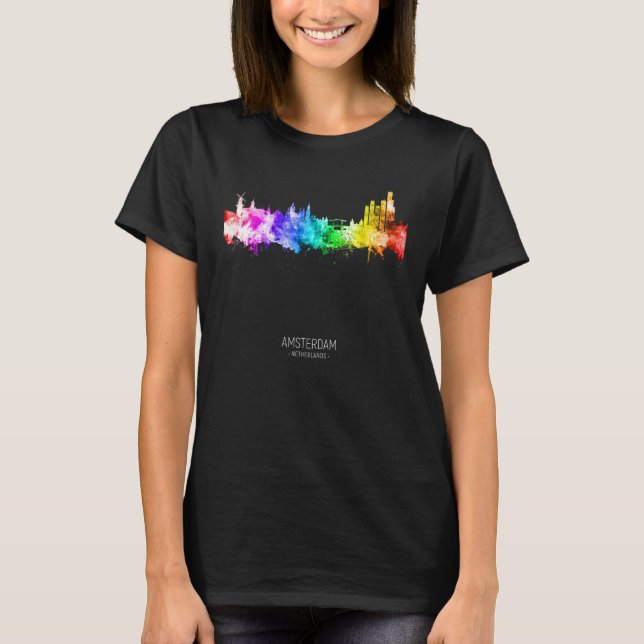 Amsterdam Skyline Skyscrapers T Shirt (Framsida)