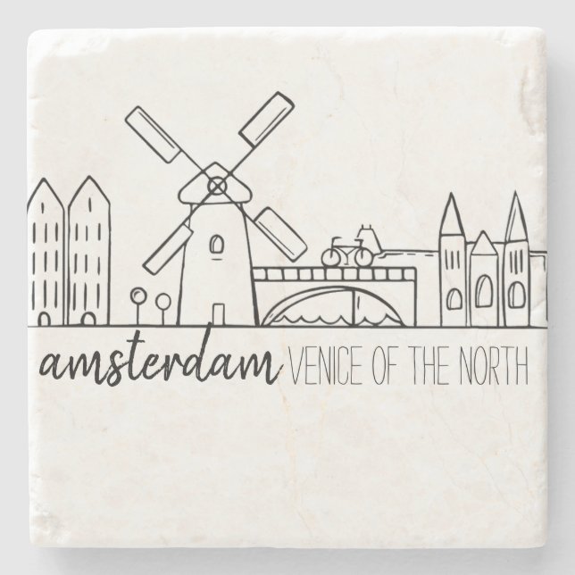 Amsterdam Skyline Stenunderlägg (Framsidan)
