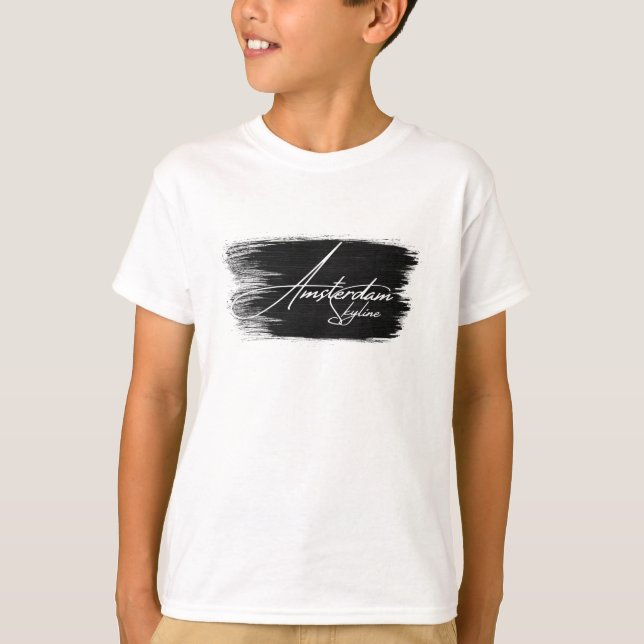 Amsterdam Skyline Writing T Shirt (Framsida)