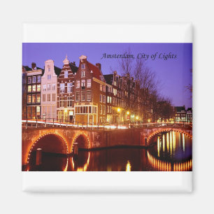 Amsterdam stad av ljus (vid St.K.) Magnet