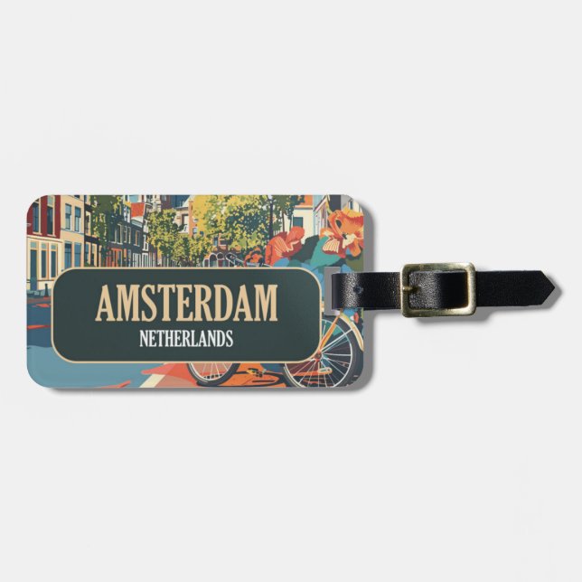 Amsterdam Stad Dekal Resväskemärke Bagagebricka (Horisontell Framsida)