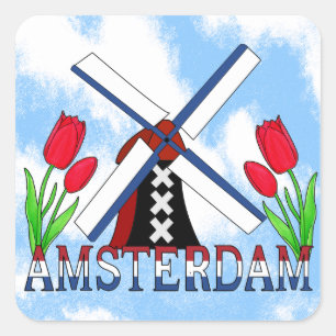 Amsterdam Sticker Fyrkantigt Klistermärke