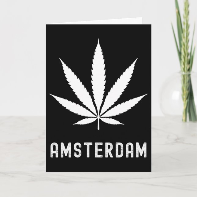 Amsterdam Stoner Pot Leaf Travel Vacation  Kort (Framsida)