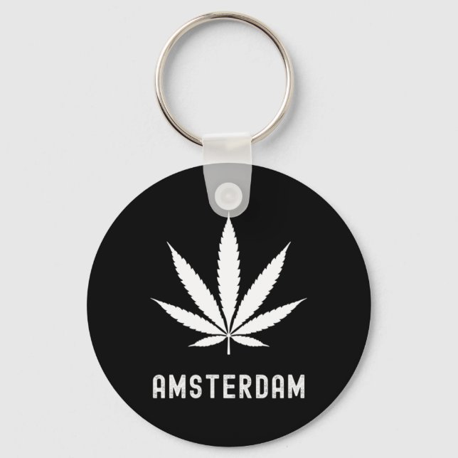 Amsterdam Stoner Potblad Resa Semester  Nyckelring (Framsida)