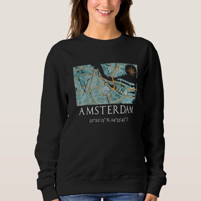 Amsterdam Street Karta T Shirt (Framsida)