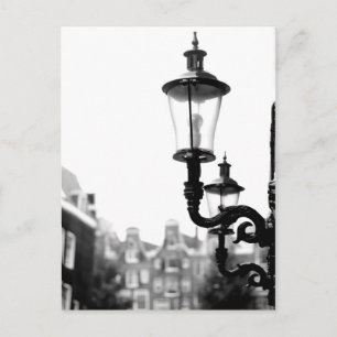 Amsterdam Street Lamps Black and White Vykort