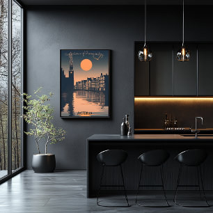 Amsterdam Sunset - Canal Silhouette Reflection Poster