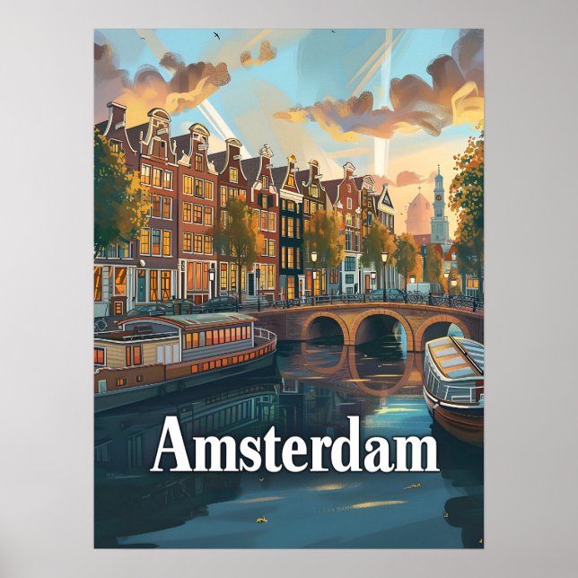 Amsterdam Sunset Serenity Poster (Framsidan)