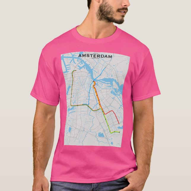 Amsterdam Transit Karta T Shirt (Framsida)