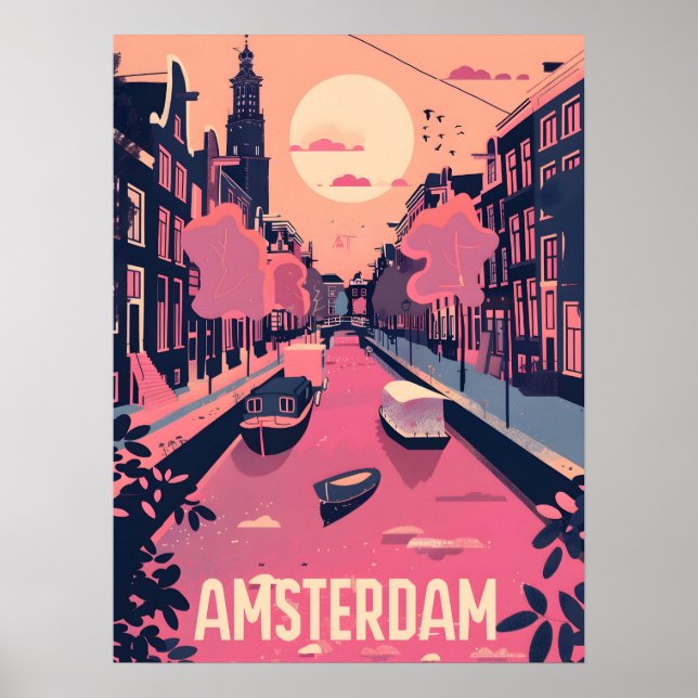Amsterdam Travel and Art Poster (Framsidan)