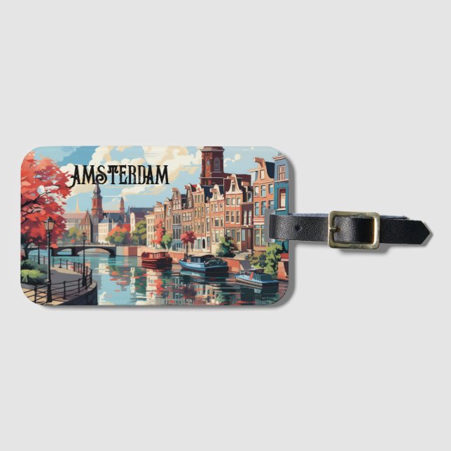 Amsterdam Travel Luggage Tag Bagagebricka (Framsida horisontal)