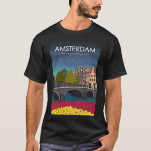 Amsterdam Travel Poster på natten T Shirt