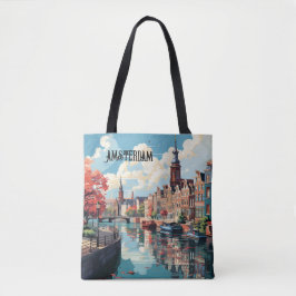 Amsterdam Travel Tote Bag Tygkasse
