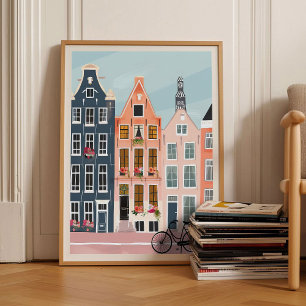 Amsterdam Tryck Amsterdam Illustration Amsterdam 
