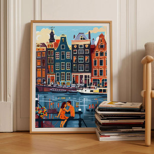 Amsterdam Tryck Amsterdam Illustration Resa Affisc