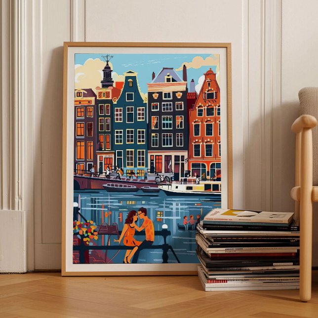 Amsterdam Tryck Amsterdam Illustration Resa Affisc (Skapare uppladdad)