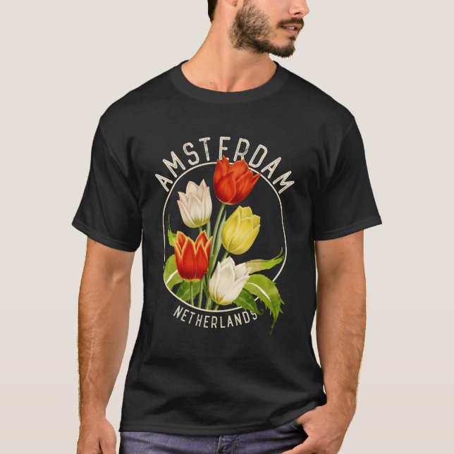 Amsterdam Tulip Festival The Netherlands Bulb T Shirt (Framsida)