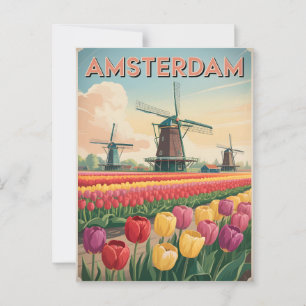 Amsterdam tulpanfält vintage vykort
