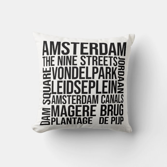 Amsterdam Typography - Nederländerna Ord Art Kudde (Framsida)