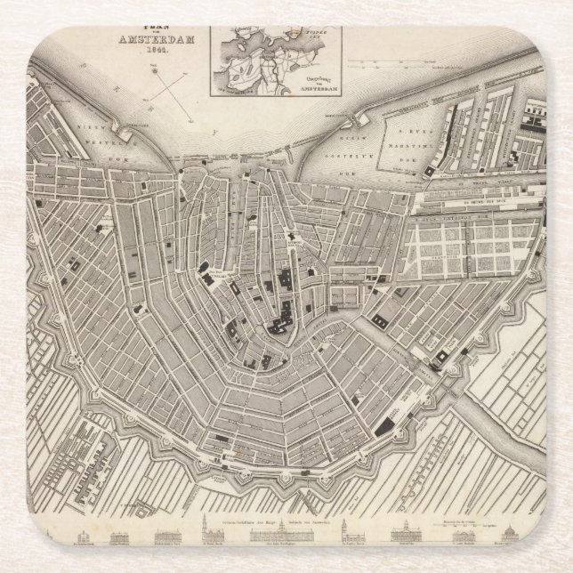Amsterdam Underlägg Papper Kvadrat (Framsidan)